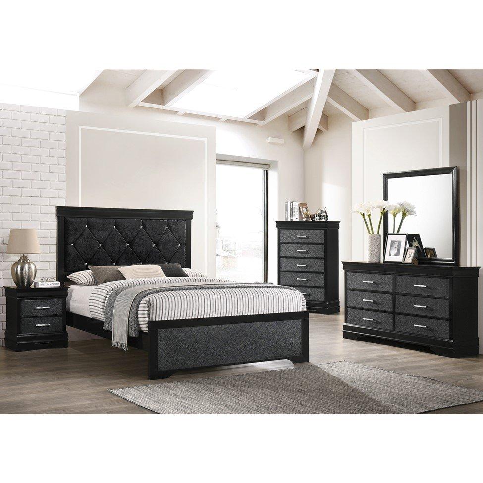 Rent to Own Crown Mark Inc 7Piece Amalia Black Twin Bedroom Set at
